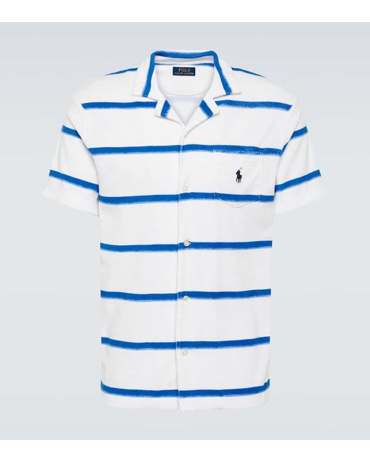 Polo Ralph Lauren Blue Striped Cotton-blend Polo Shirt for men