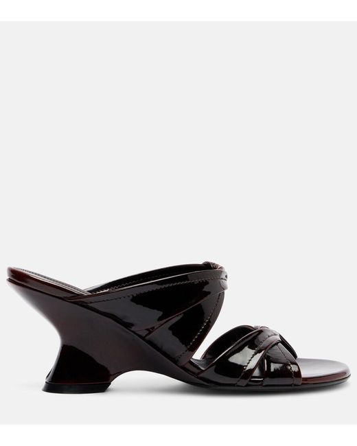 Dries Van Noten Black 75 Patent Leather Wedge Mules