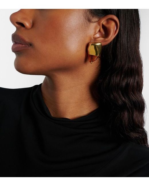 Bottega Veneta White Prisma Small 18Kt-Plated Earrings