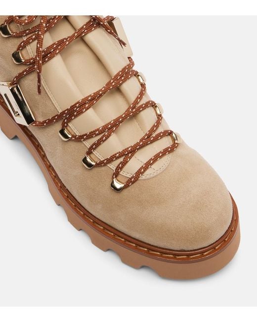 Roger Vivier Brown Viv' Rangers Suede Lace-Up Boots