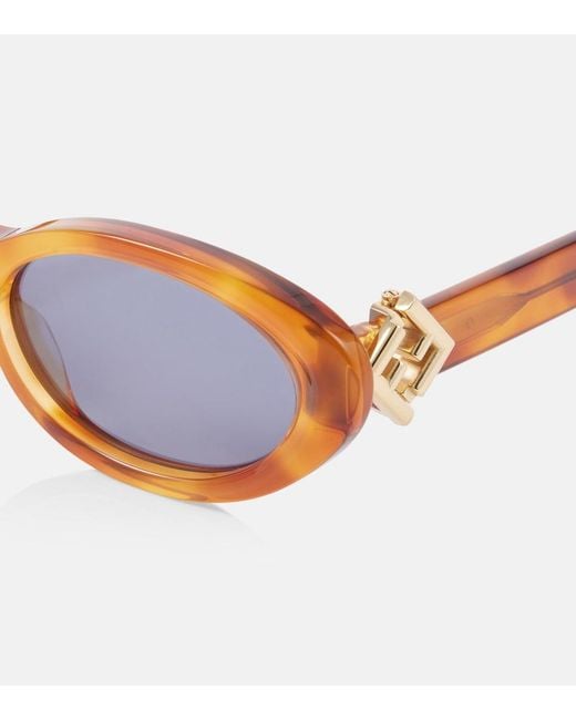 Fendi Blue Ff Diamonds Oval Sunglasses