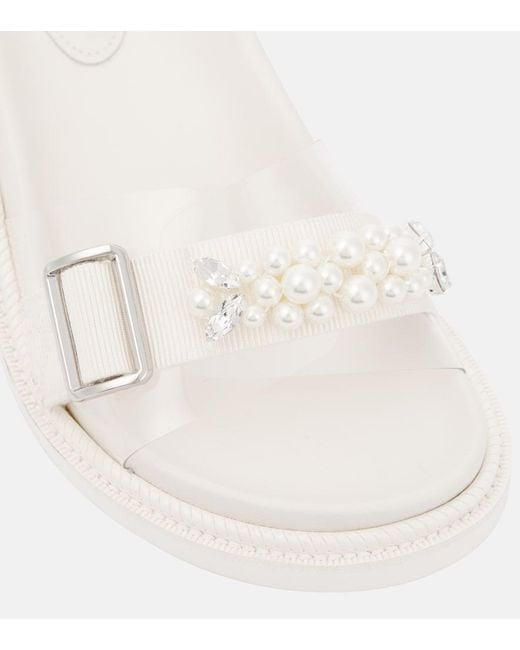 Simone Rocha White Leather Slides