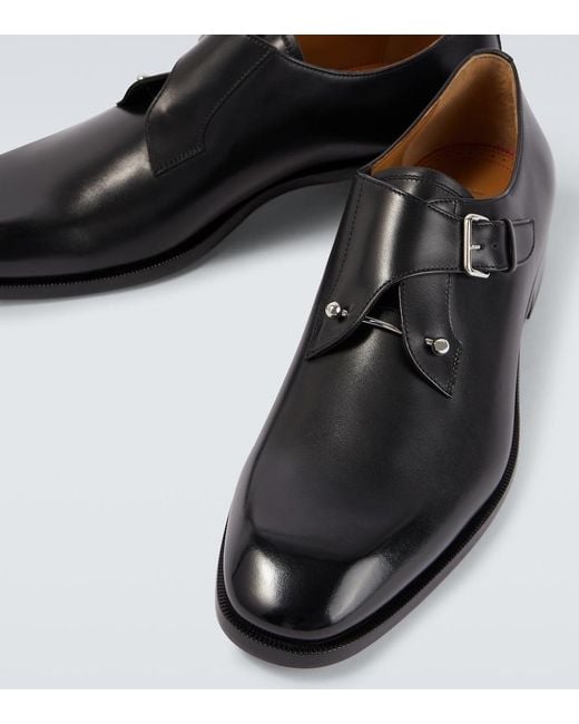 Christian Louboutin Black Chambelimonk Calfskin Monk Shoes for men