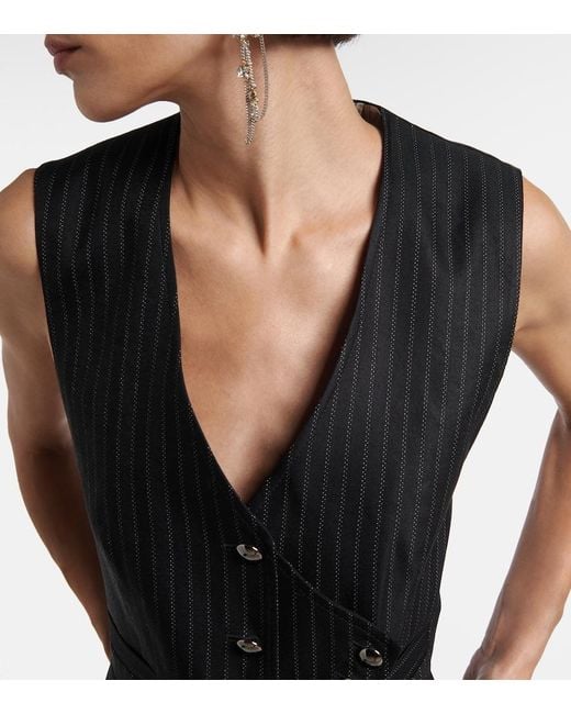 Isabel Marant Black Nicky Pinstripe Wool-Blend Vest