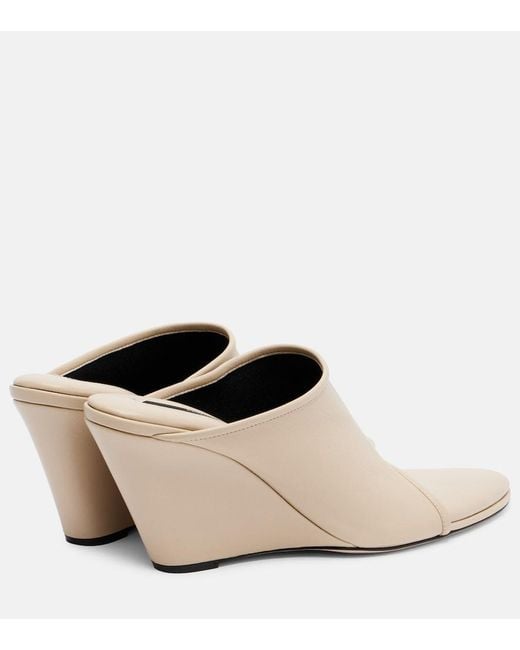 Christen Natural Strap Stretch 75 Leather Wedge Mules