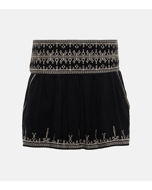 Minifalda Picadilia de algodon bordada Isabel Marant de color Black
