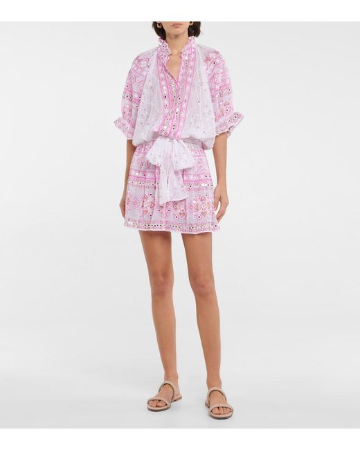 Juliet Dunn Pink Broderie Anglaise Cotton Minidress
