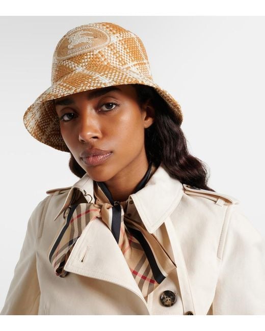Burberry Natural Raffia-Effect Bucket Hat