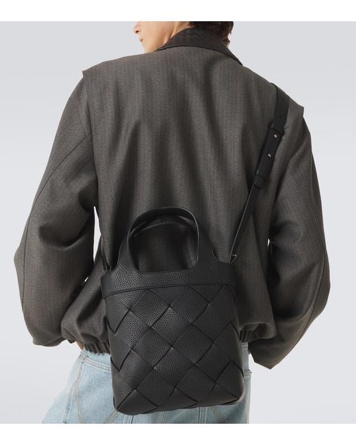 Bottega Veneta Black Diago Small Intreccio Tote Bag for men