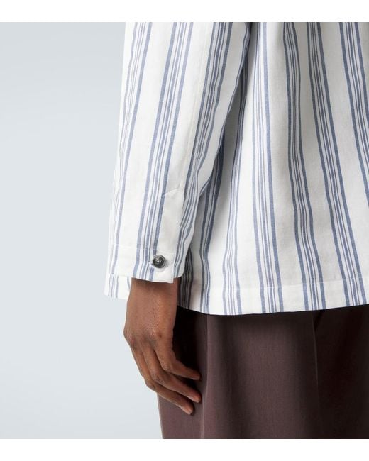 Brioni White Striped Cotton And Linen Blazer for men