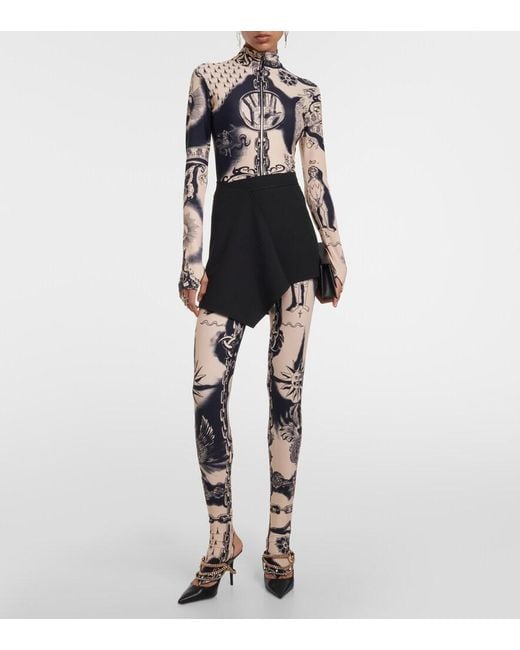 Jean Paul Gaultier Multicolor Tattoo Collection Printed Jersey Catsuit