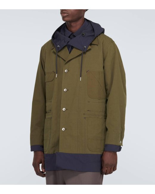 Manteau reversible en coton melange Sacai pour homme en coloris Green