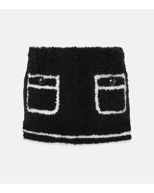 Blancha Black Shearling Miniskirt