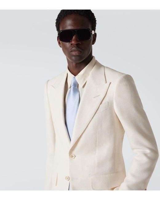 Tom Ford White Shelton Wool, Silk, And Linen Blazer for men