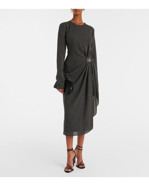 Tom Ford Black Polka-Dot Silk Midi Dress