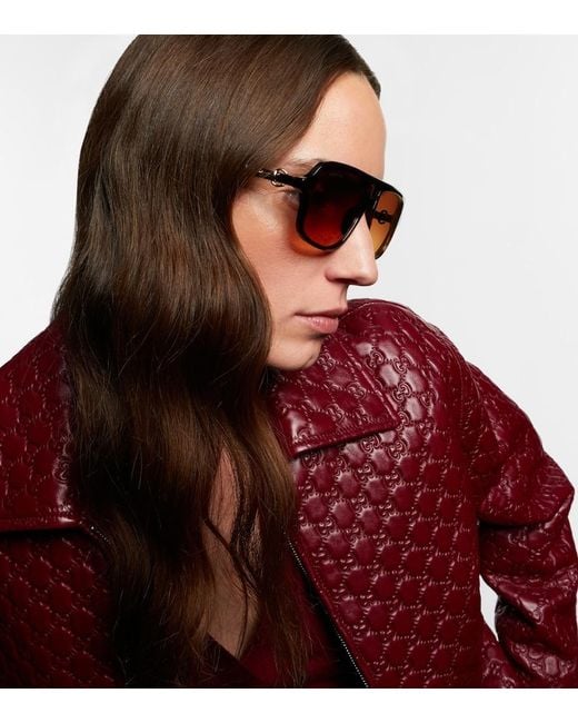 Gucci Brown Horsebit Aviator Sunglasses