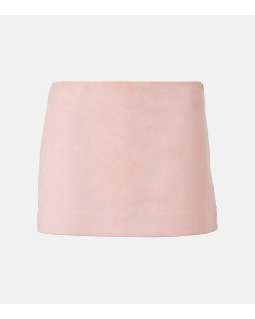 Khaite Pink Jett Suede Miniskirt