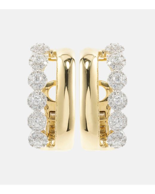 YEPREM Metallic Golden Strada 18kt Gold Clip-on Earrings With Diamonds