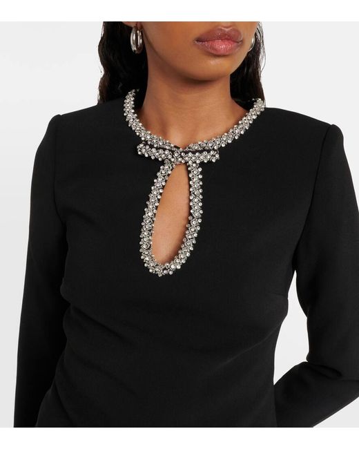 Self-Portrait Black Crepe Embellished Top