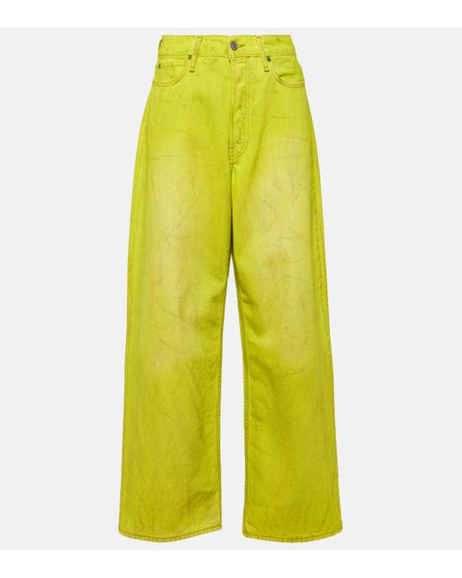 Acne Yellow Low-rise Wide-leg Jeans
