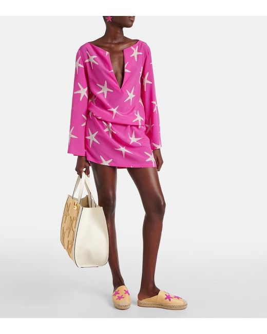 Valentino Pink Printed Silk Minidress