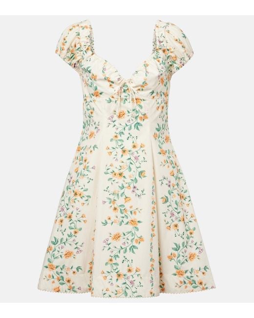 Agua Bendita Metallic Mati Floral Cotton Poplin Minidress