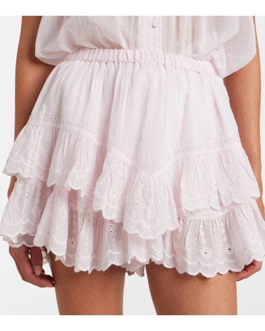 Isabel Marant Natural Jocadia Broderie Anglaise Cotton Shorts