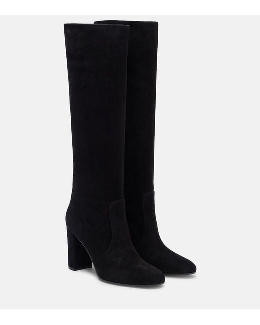 Gianvito Rossi Black Glen 85 Suede Knee-High Boots