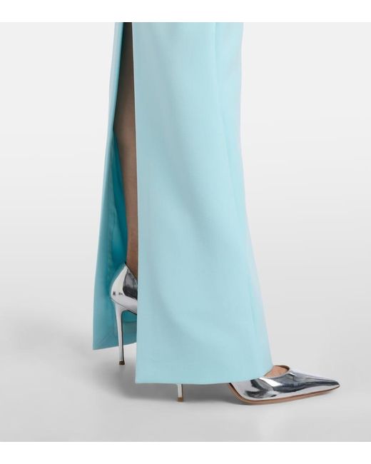 Roland Mouret Blue Floral-Applique Crepe Gown