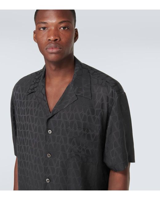 Valentino Black Toile Iconographe Silk Shirt for men