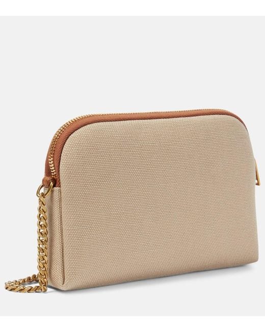 Saint Laurent Natural Gaby Leather-Trimmed Canvas Camera Bag