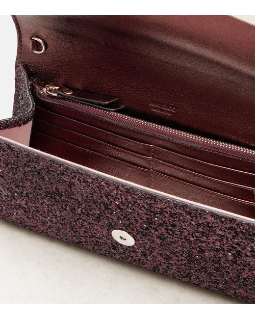 Clutch Emmie Con Paillettes di Jimmy Choo in Purple