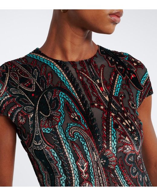 Etro Black Paisley Jacquard Gown