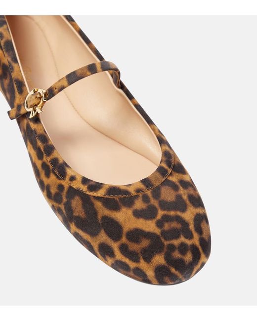 Gianvito Rossi Brown Carla Leopard-Print Suede Ballet Flats