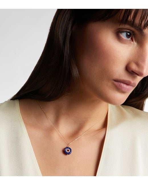 Mateo White 14Kt Pendant Necklace With Lapis Lazuli And Diamonds