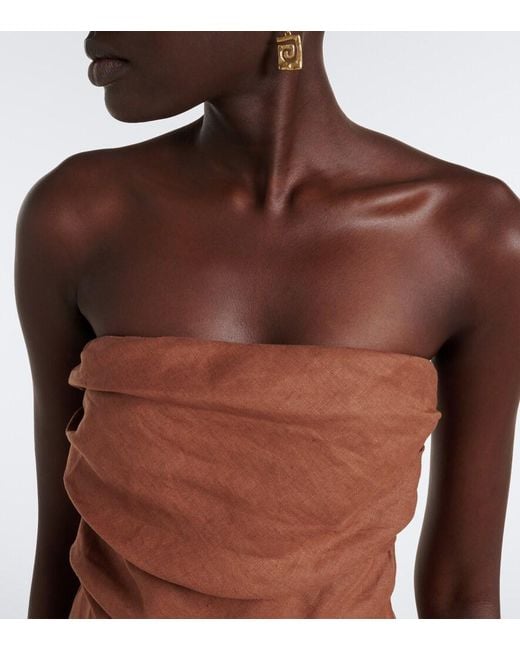 Faithfull The Brand Brown Salina Linen Top