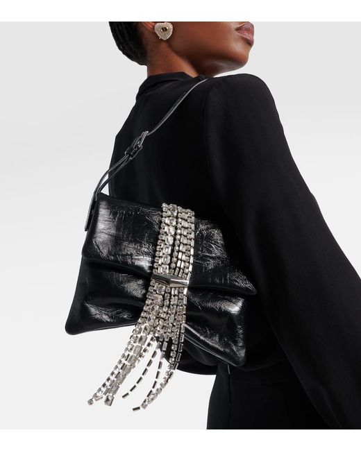 Jimmy Choo Black Zandra Embellished Leather Shoulder Bag