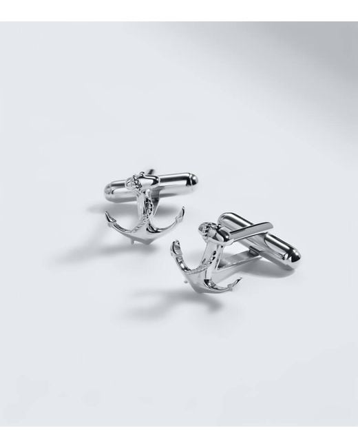 Mateo Manschettenknoepfe Anchor Aus Sterlingsilber, Rhodiniert in Metallic für Herren