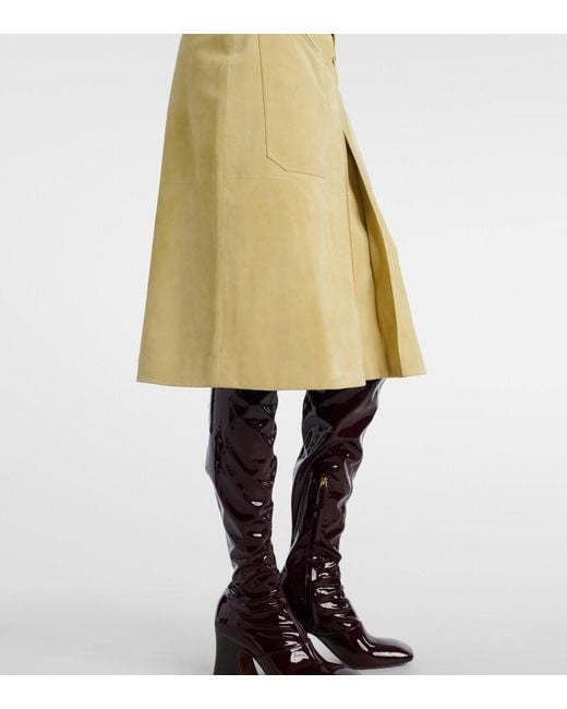 Chloé Yellow Suede Midi Skirt