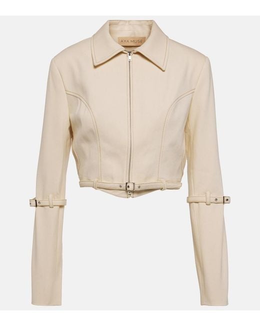 AYA MUSE Natural Tuxis Cropped Denim Jacket