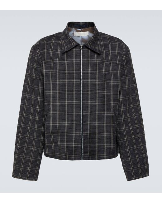 Our Legacy Black Mini Checked Wool And Linen Blouson Jacket for men