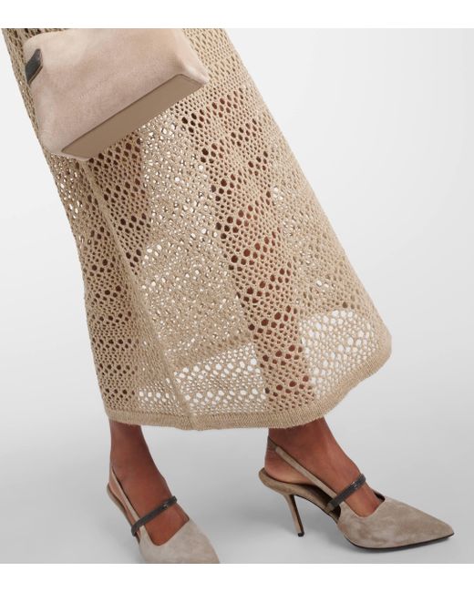 Brunello Cucinelli Natural Linen And Silk Maxi Skirt