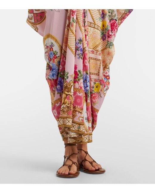 Camilla Pink Floral Silk Kaftan