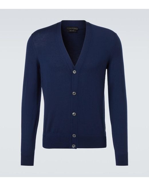 Tom Ford Blue Wool Cardigan for men