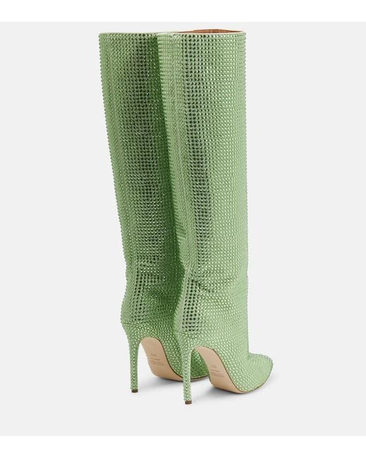 Paris Texas Green Holly Embellished Leather Knee-high Boots