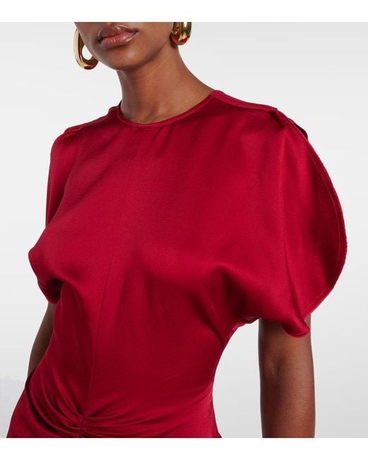 Robe Midi En Crepe De Satin Victoria Beckham en coloris Red