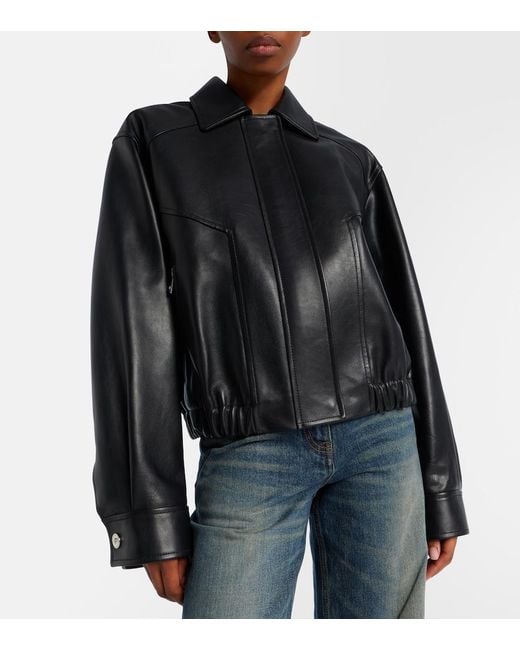 Versace Black Leather Blouson Jacket