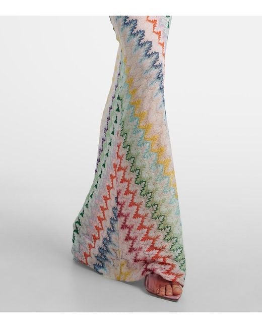 Missoni White One-Shoulder Lame Gown