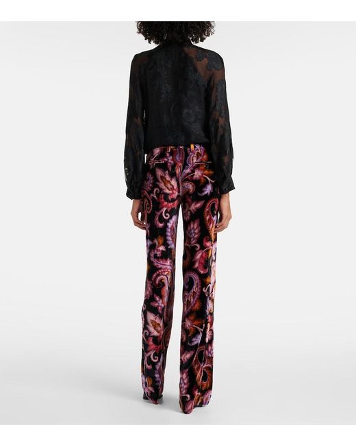 Etro Red Jacquard Straight Pants