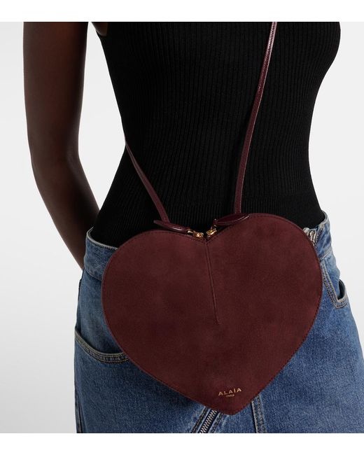 Alaïa Purple Le Coeur Suede And Leather Shoulder Bag